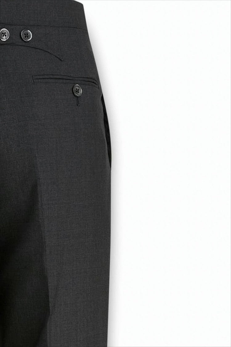 Thom Browne Tailored Grey Wool Straight Pants With Cuffed Hems