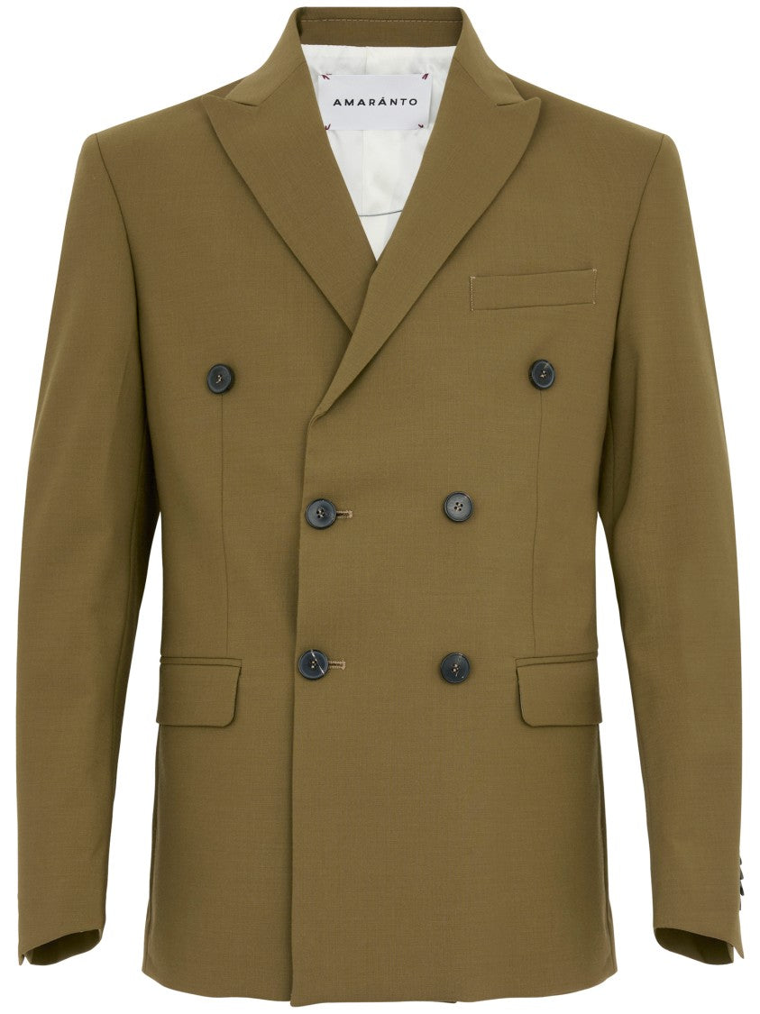 Amaranto Double-Breasted Tailored Amaranto Green Jacket