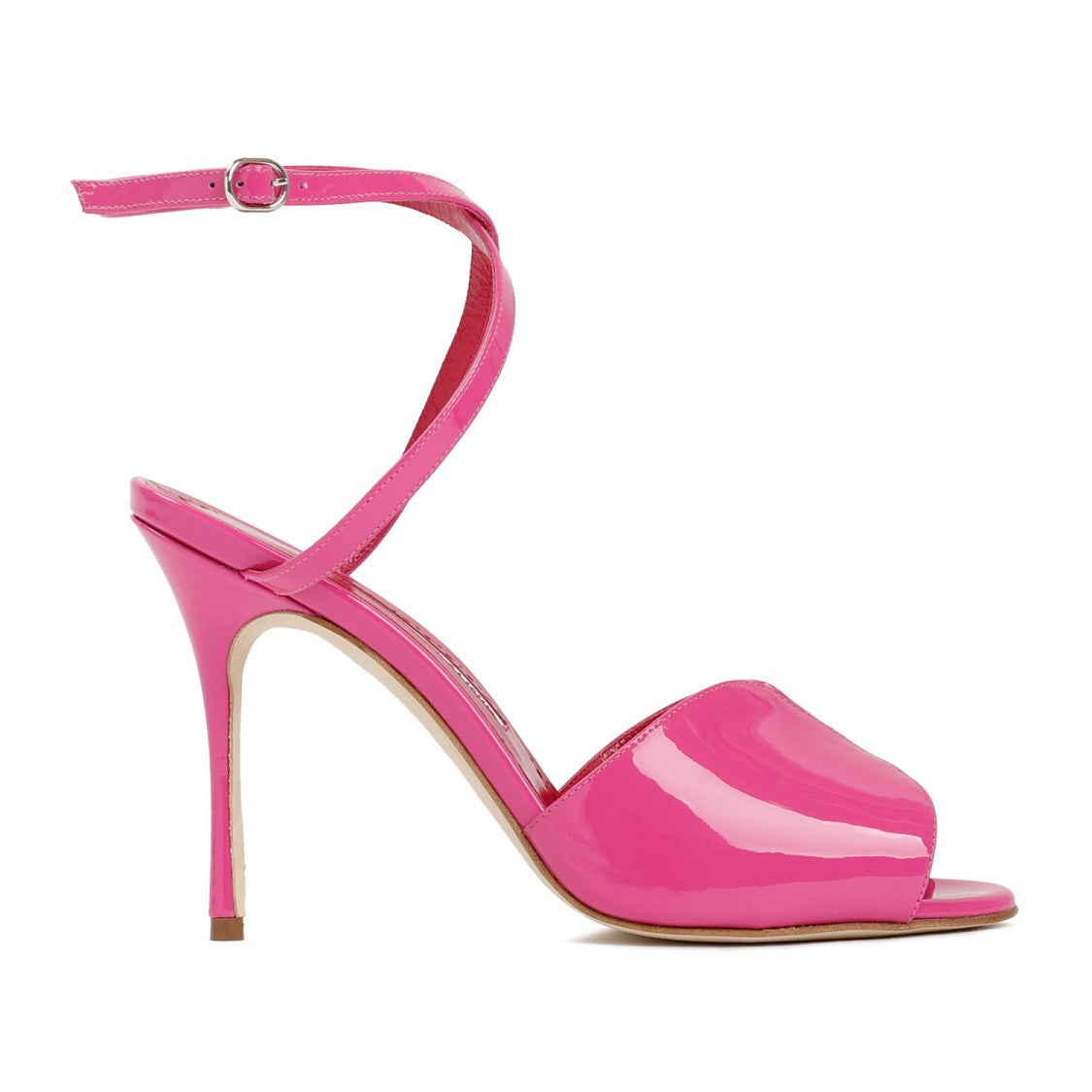 Manolo Blahnik Pink Patent Calf Leather Hourani Sandal
