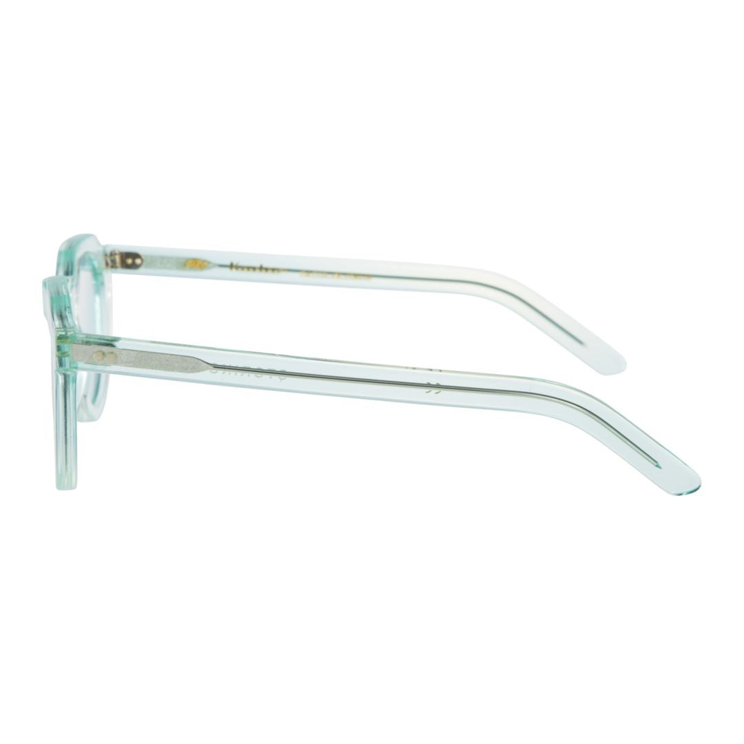 Kador Storiko Translucent Light Green Rounded Sunglasses With Thick Temples