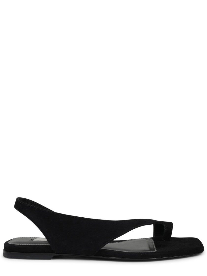 Totême Sleek Suede Sandal With Unique Toe Loop Strap