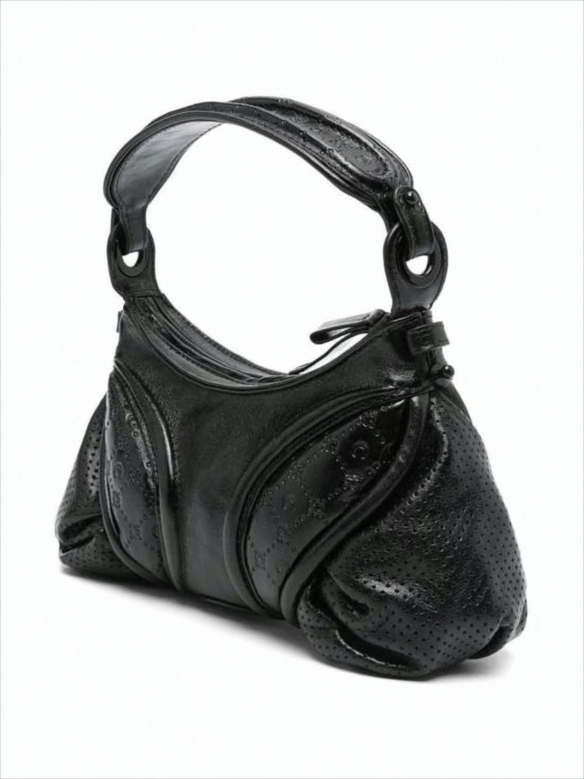 Marine Serre Structured Black Calf Leather Tote Bag