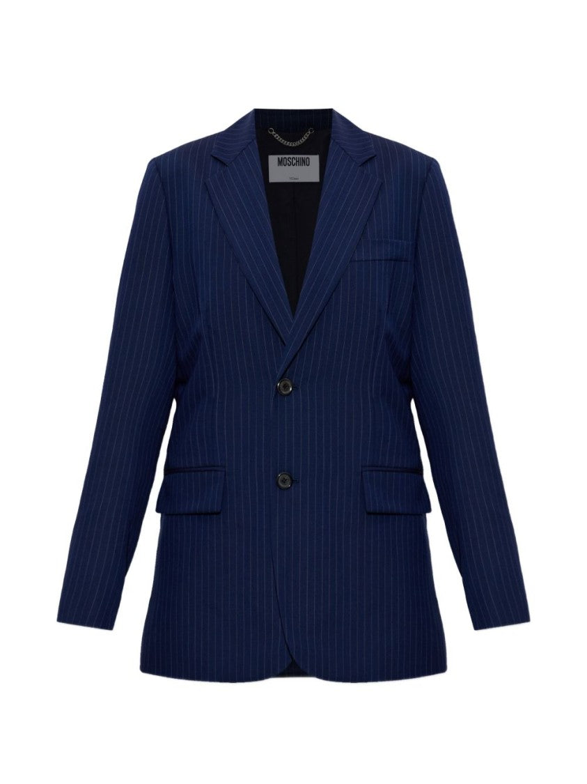 Moschino Blue Silk And Nylon Zip Jacket
