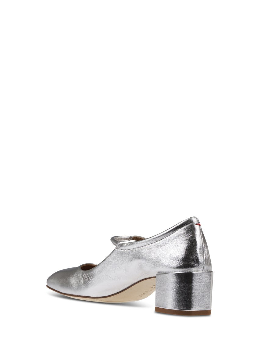 Aeydē Metallic Silver Sandals With Delicate Strap