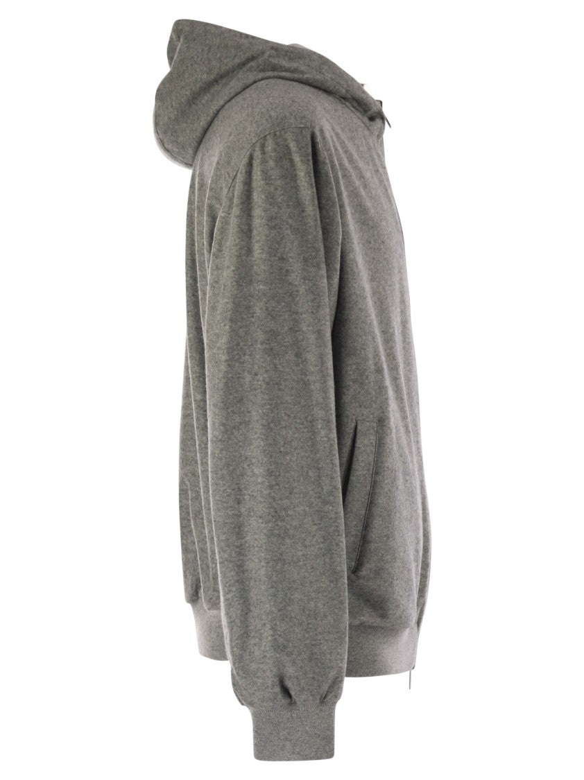 Fedeli Reversible Bomber Jacket With Hood In Cashmere Flannel And Airstop