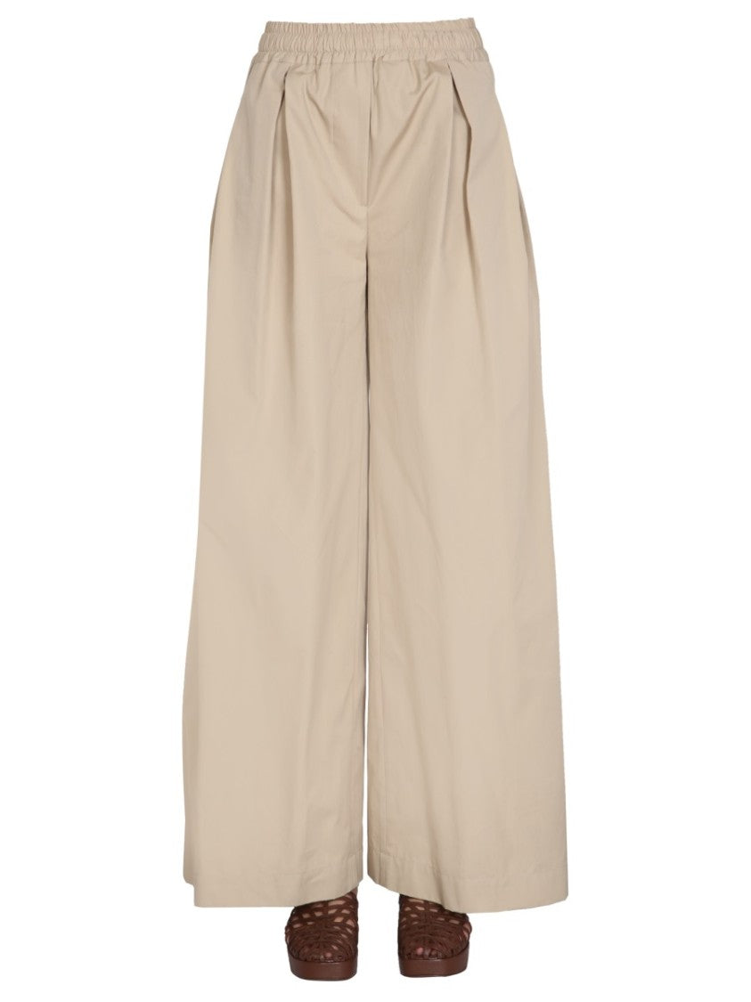 Aspesi Wide-Leg Poplin Pants With Drawstring Waist