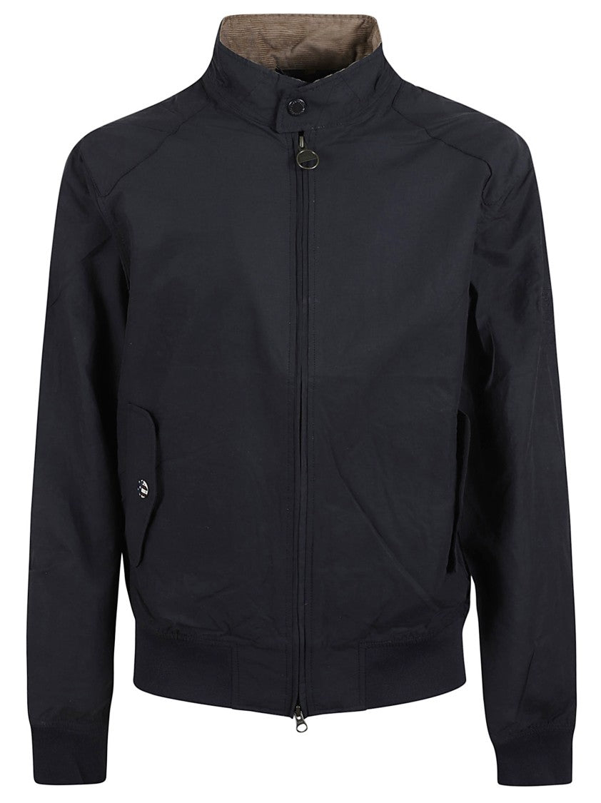 Barbour Minimalist Black Rectifier Harrington Jacket With High Collar