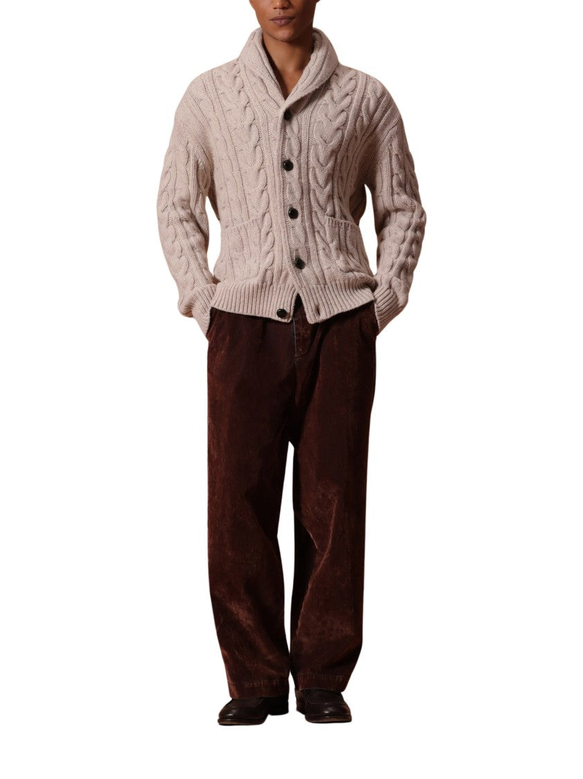 Ballantyne Perla Cable-Knit Wool Shawl Collar Cardigan