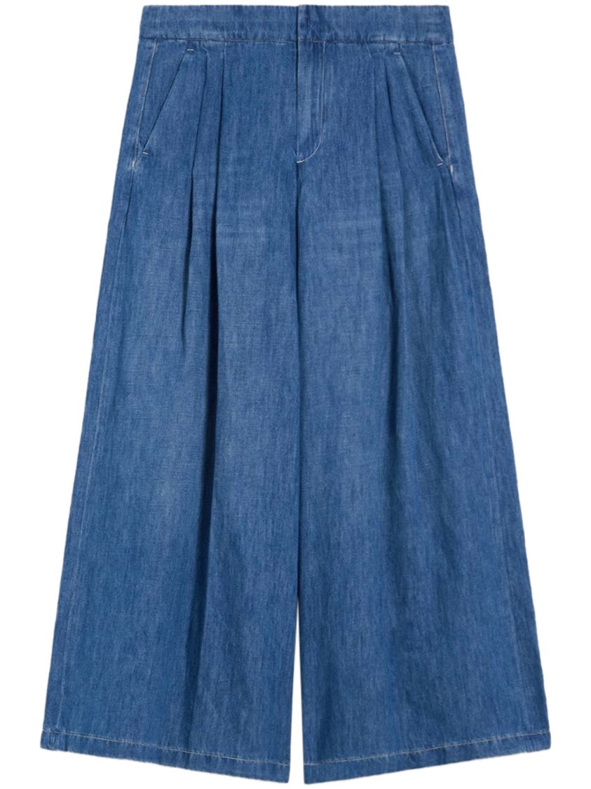 Max Mara High-Waisted Pleated Wide-Leg Denim Jeans