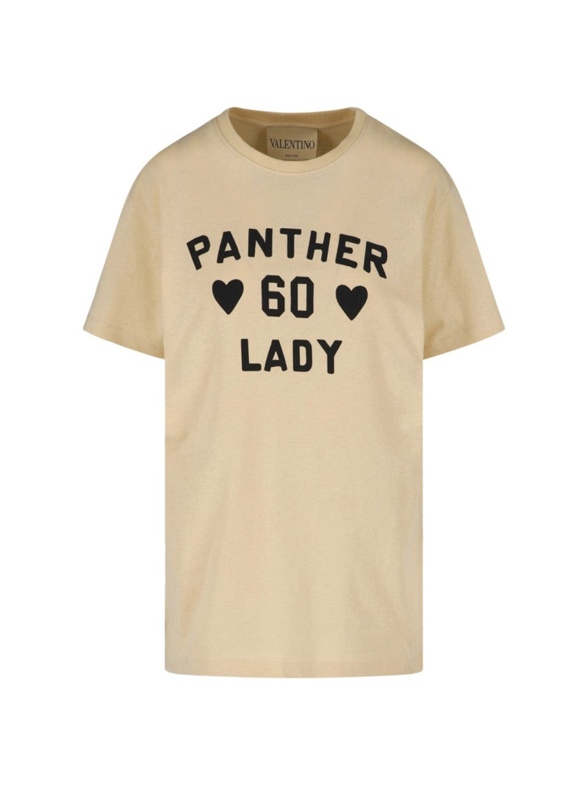 Valentino Cream Panther 60 Lady Cotton T-Shirt