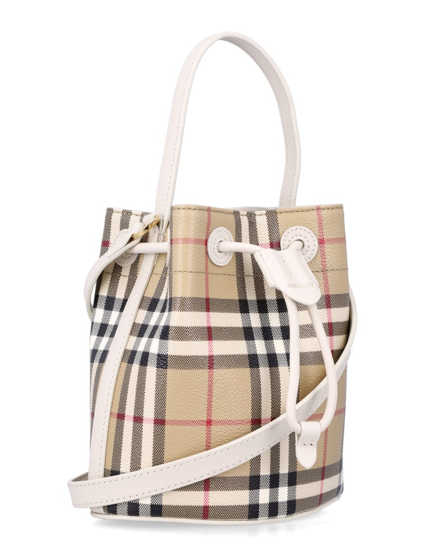 Burberry Check Patterned Coated Cotton Bucket Bag