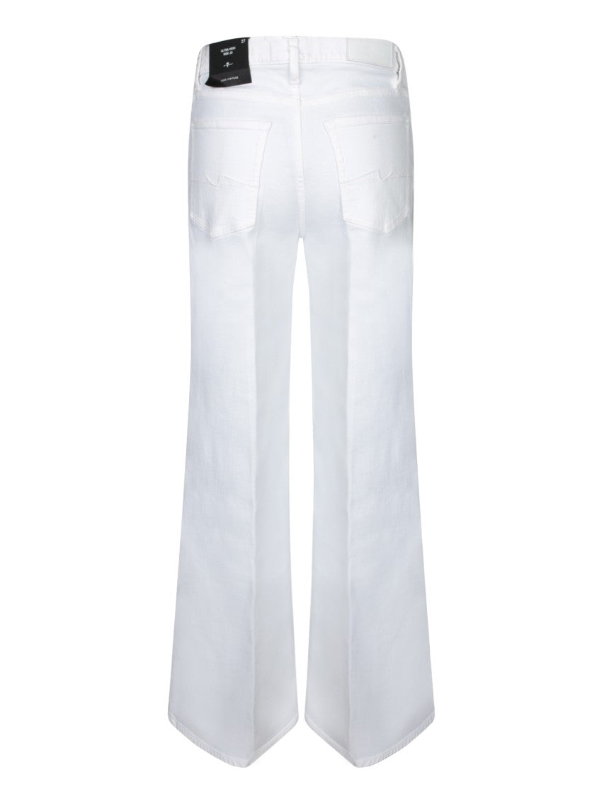 7 For All Mankind High-Rise Flared Jeans In Pristine White Denim