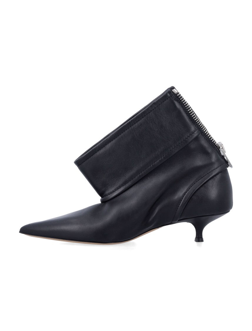 J. W. Anderson Black Leather Biker Kitten Heel Ankle Boot