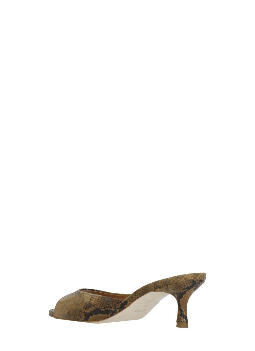 The Seller Brown Snake Print Leather Sandals