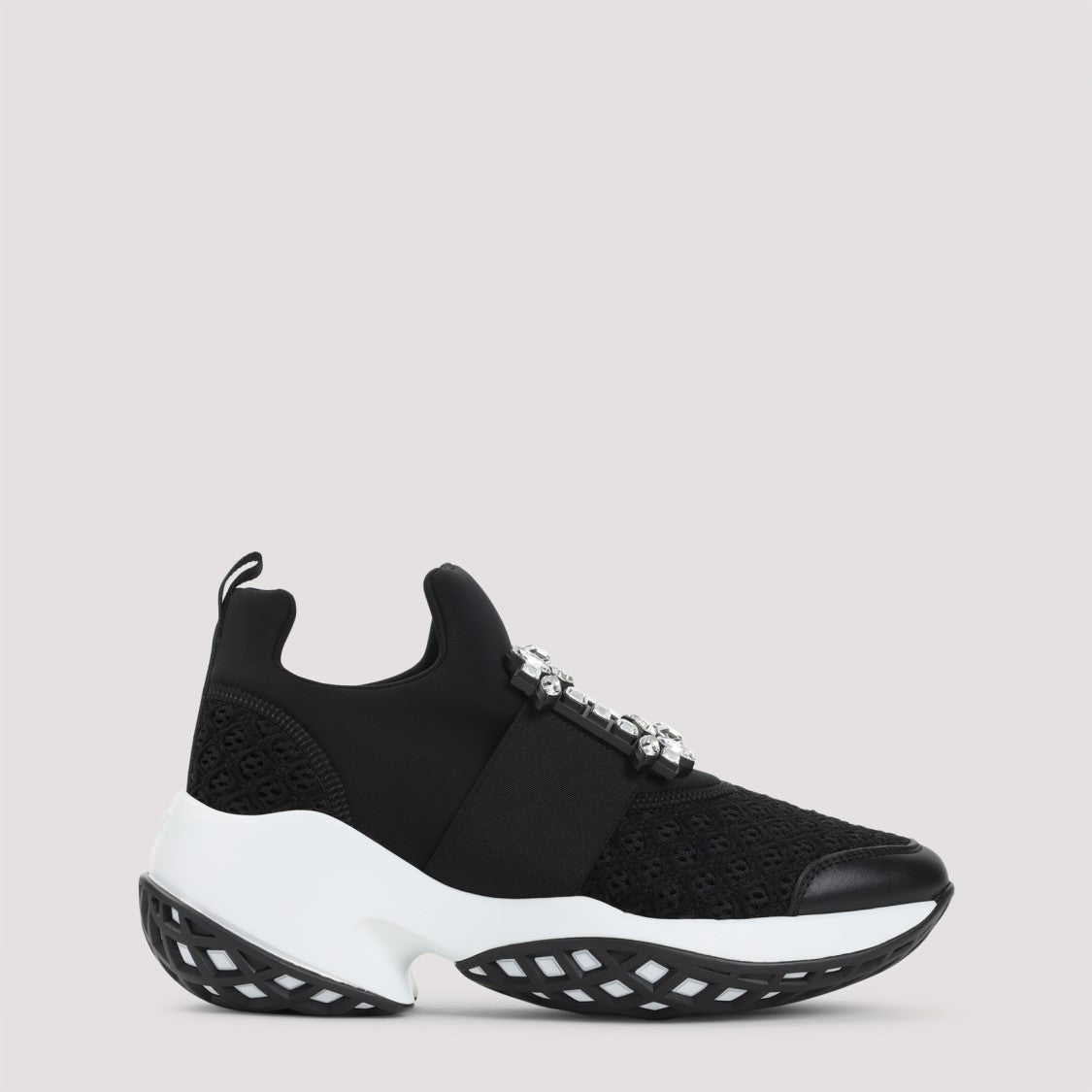 Roger Vivier Crystal-Embellished Black Slip-On Sneakers