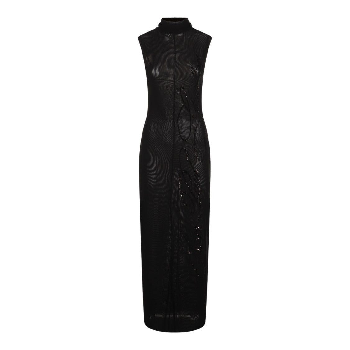 Jean Paul Gaultier Maxi Black Dress With Sheer Mesh