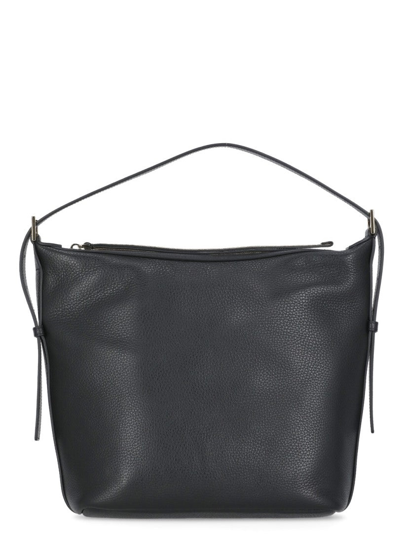 Fabiana Filippi Black Pebbled Letaher Bag
