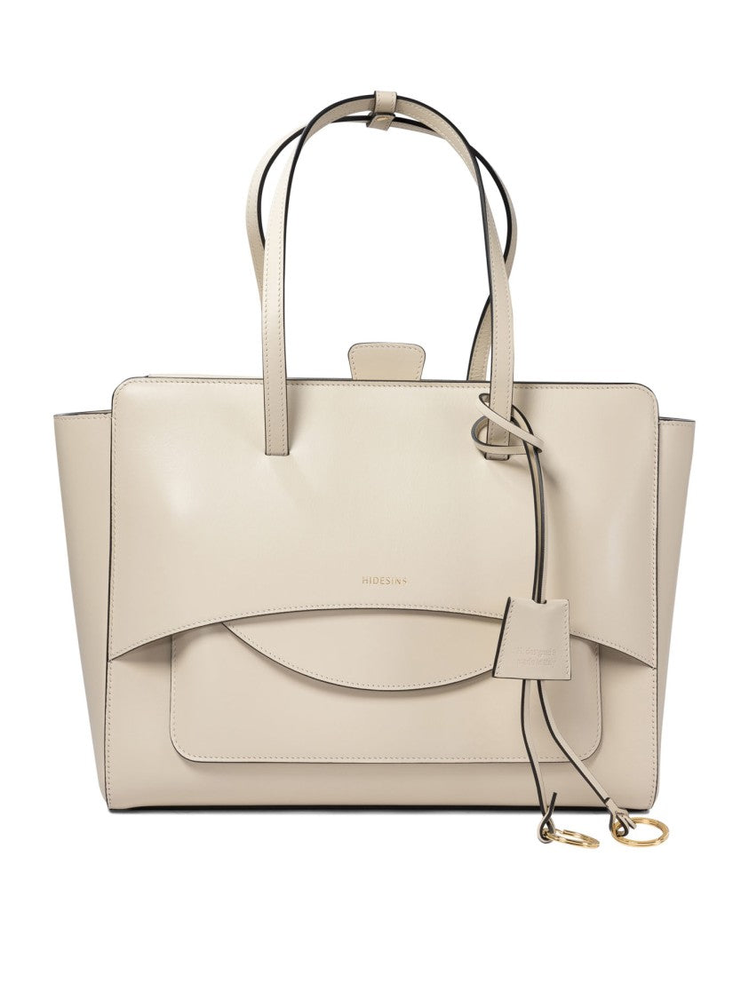 Hidesins Structured Beige Leather Handbag