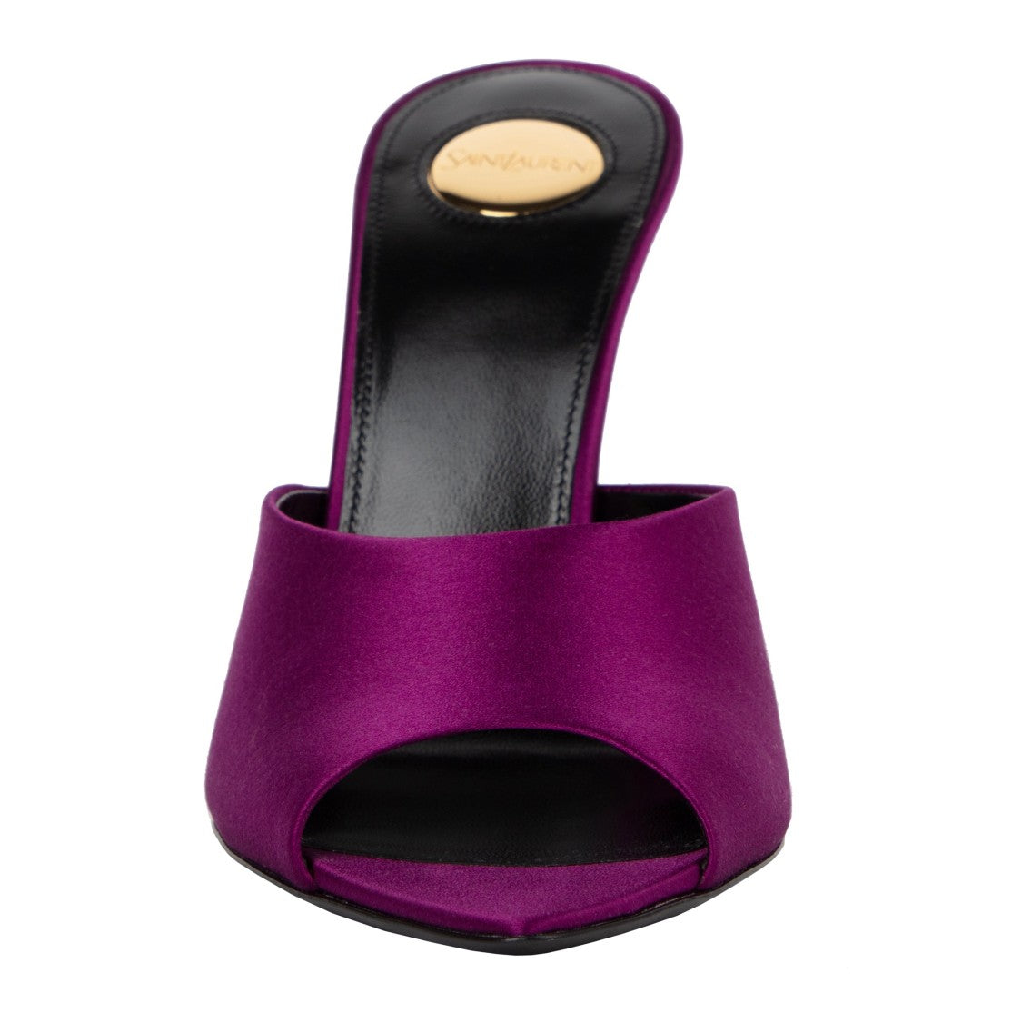 Saint Laurent Goldie Mules In Satin Crepe Purple