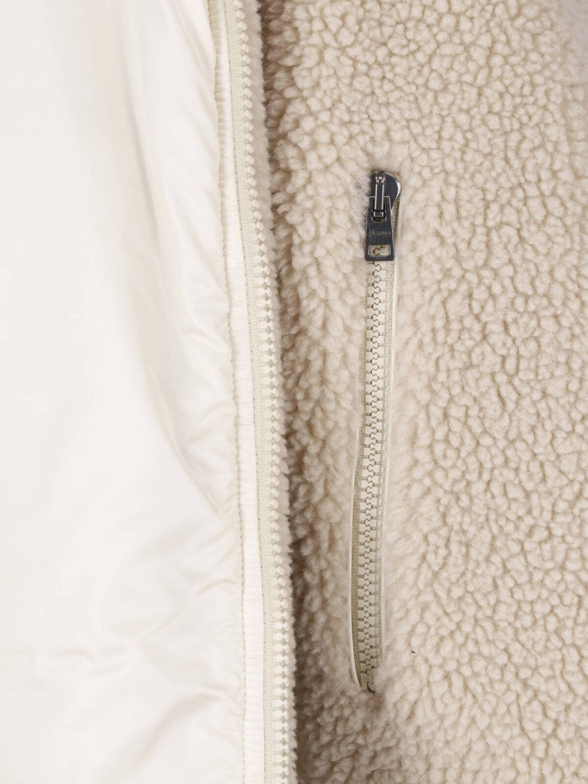 Herno Cream Teddy Reversible High-Neck Jacket