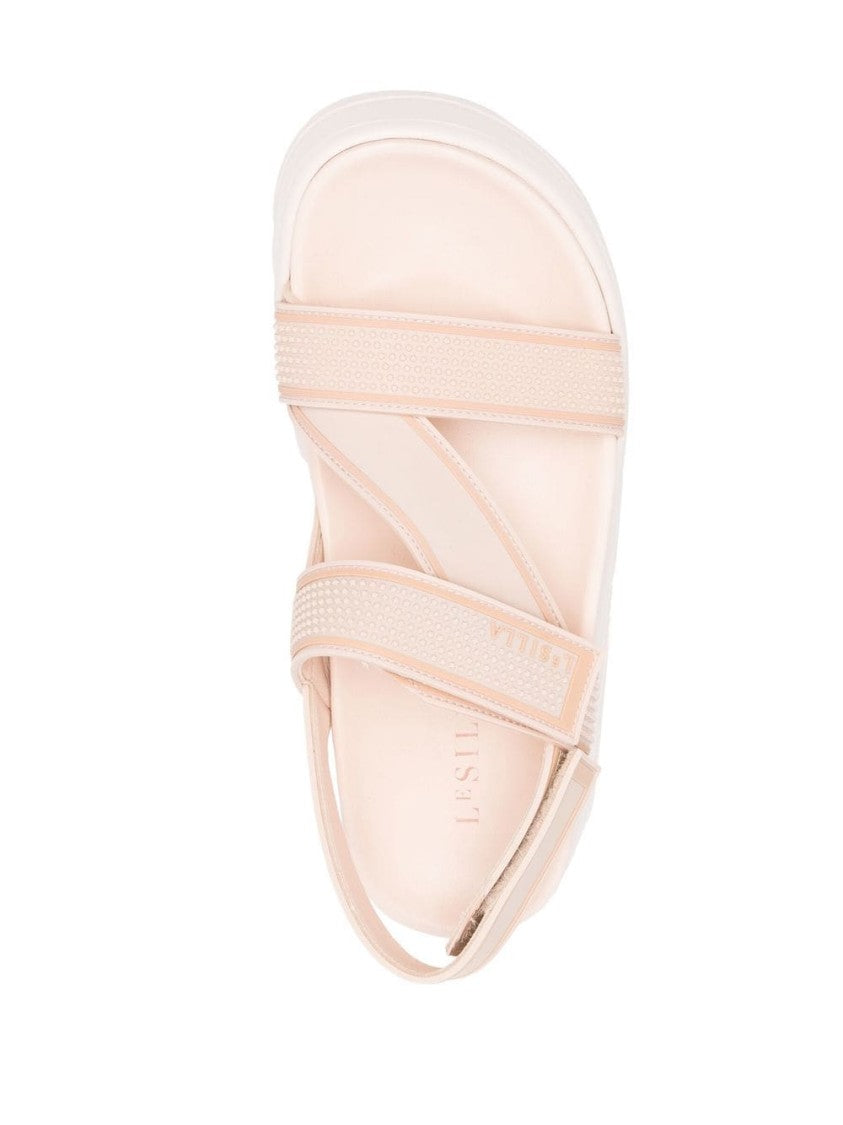 Le Silla Beige Poolside Textured Sculpted Sole Sandals