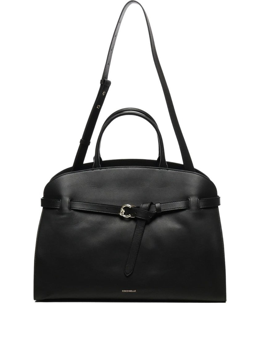 Coccinelle Structured Black Calf Leather Handbag