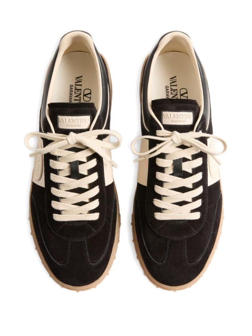 Valentino Garavani Black Upvillage Luxury Suede Strap Sneakers