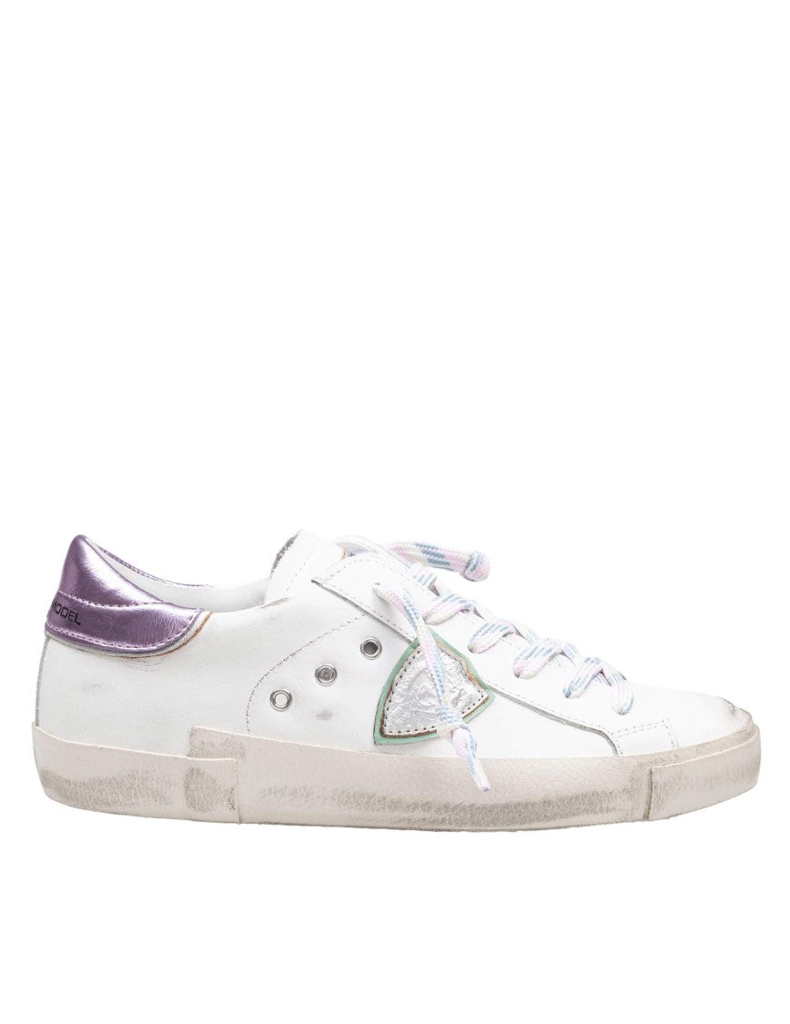 Philippe Model Philippe Prsx Leather Sneakers, White And Pink