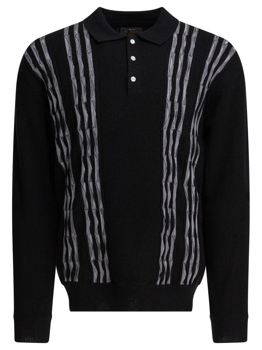Beams Plus Textured Wool-Blend Knitwear With Classic Polo Collar