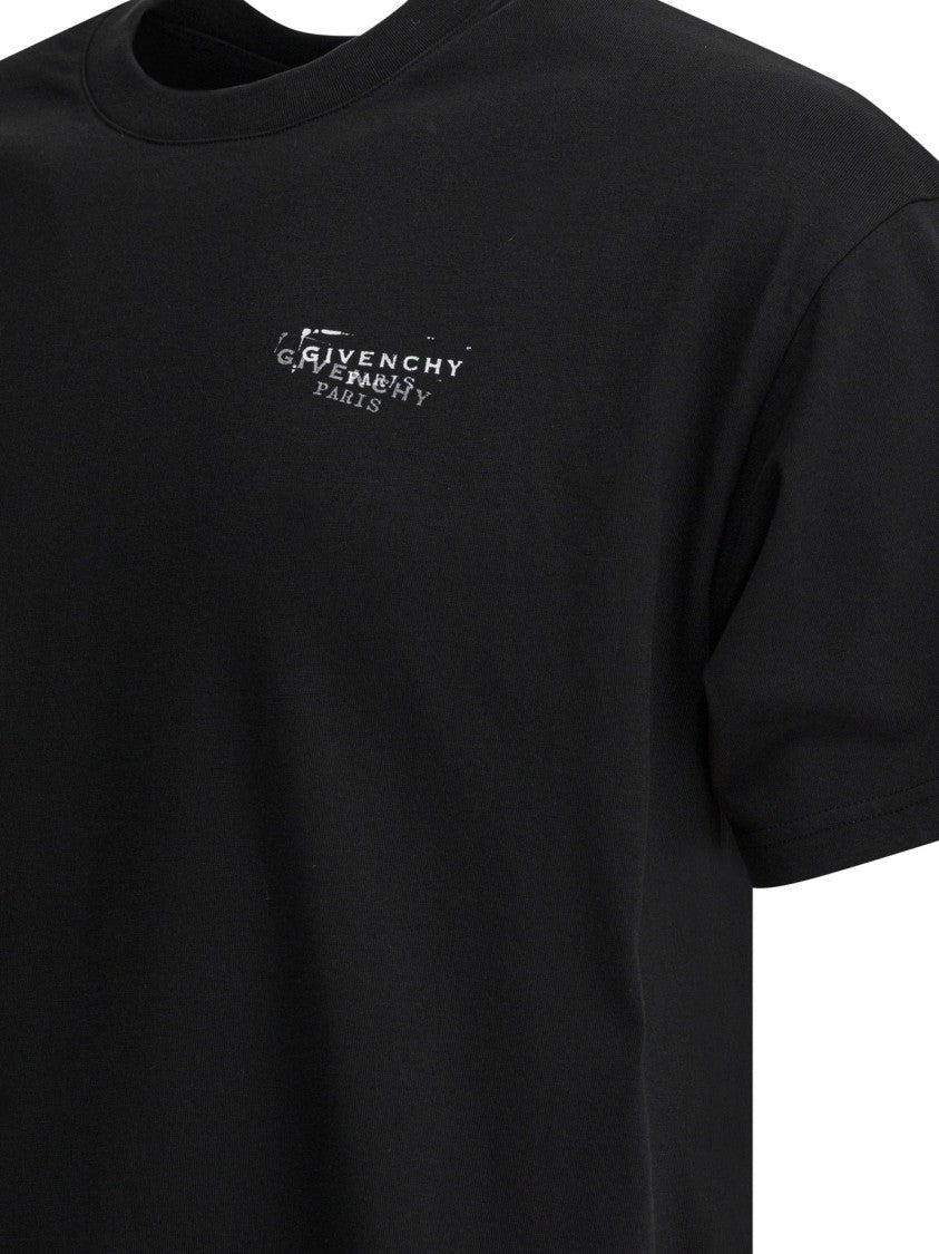 Givenchy Cotton T-Shirt With Distressed Logo