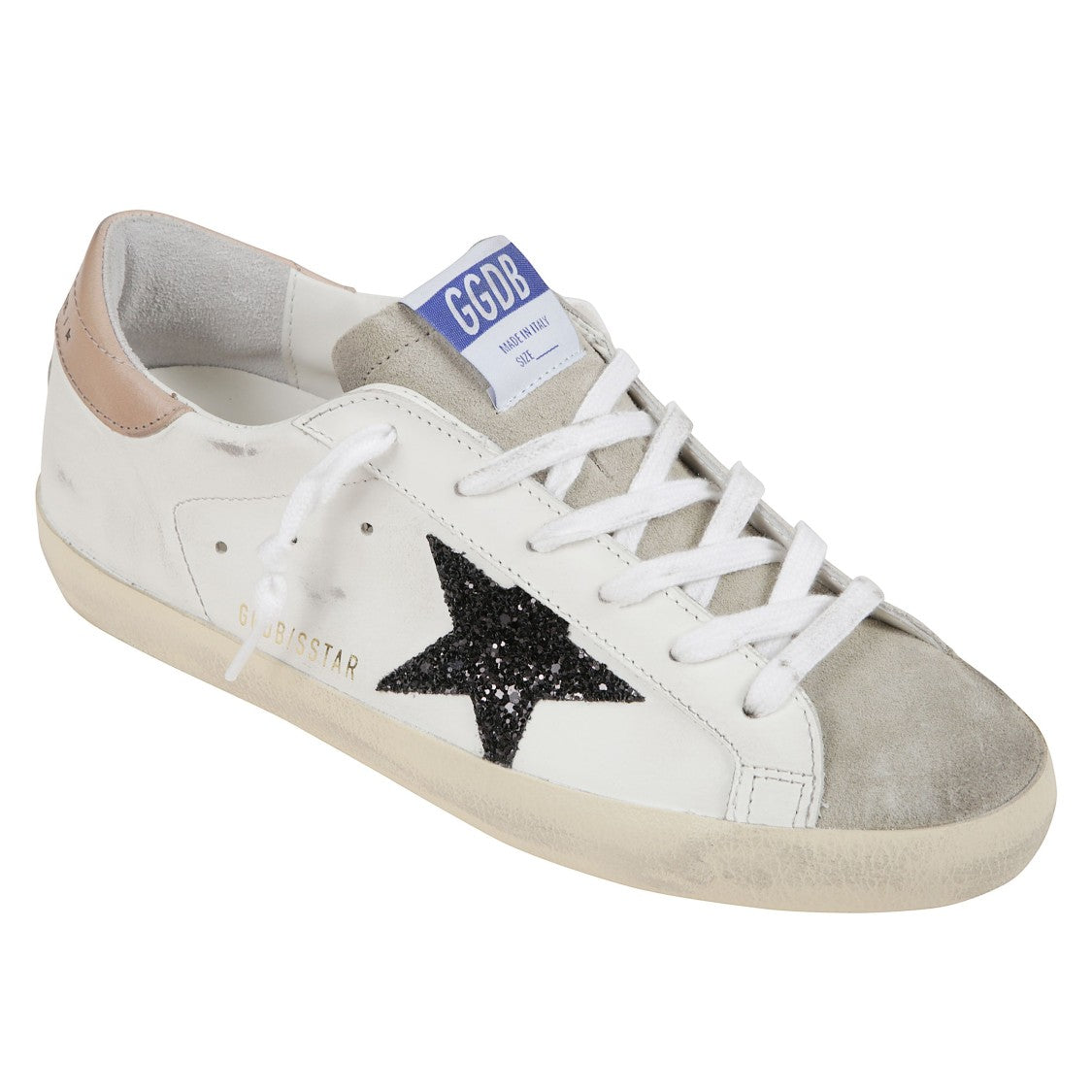 Golden Goose White Leather Sneakers With Glitter Star