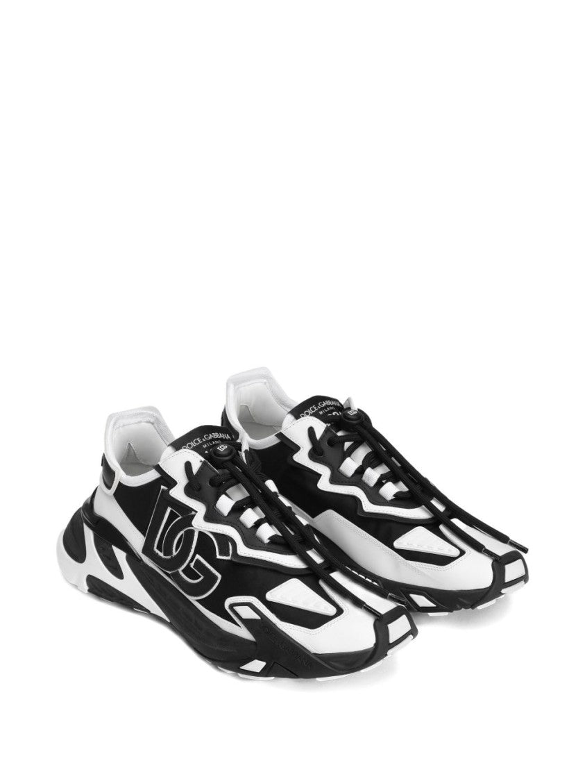 Dolce & Gabbana Panelled Leather Sneakers With Iconic Logo Patch