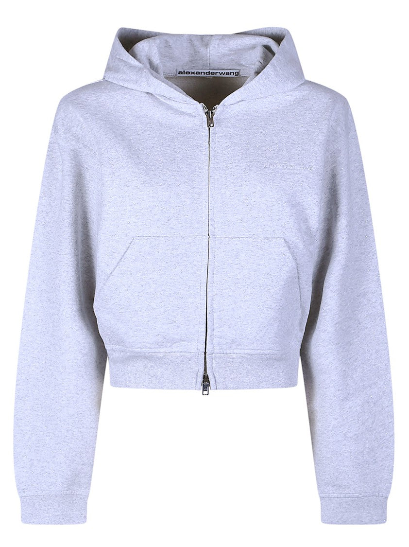 Alexander Wang Allover Hotfix Cropped Full Hoodie