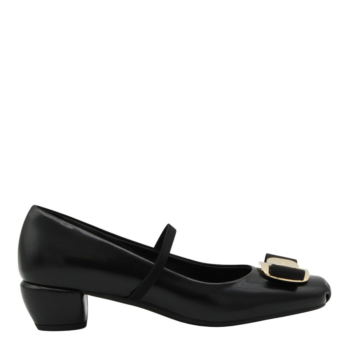 Ferragamo Black Pumps With Gold-Tone Buckle
