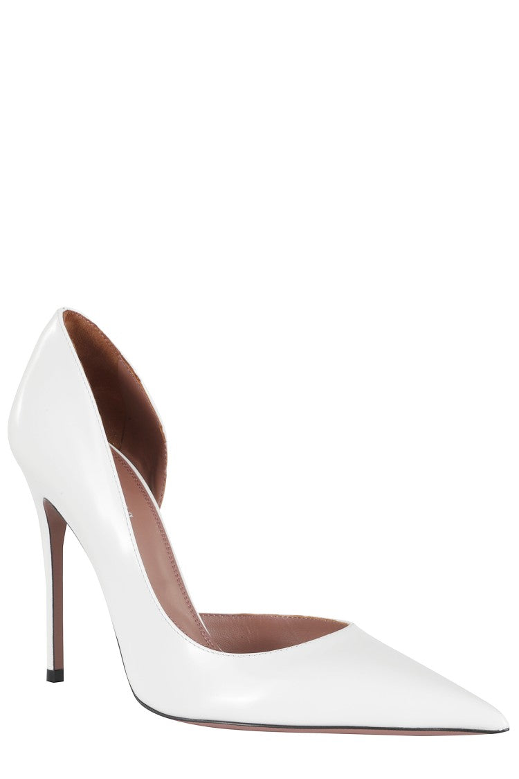 Paris Texas White Vera Pointed Plug-Heel Leather Pumps