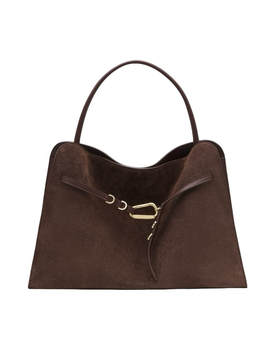 Biasia Trapezoidal Suede Handbag With Gold-Tone Hardware