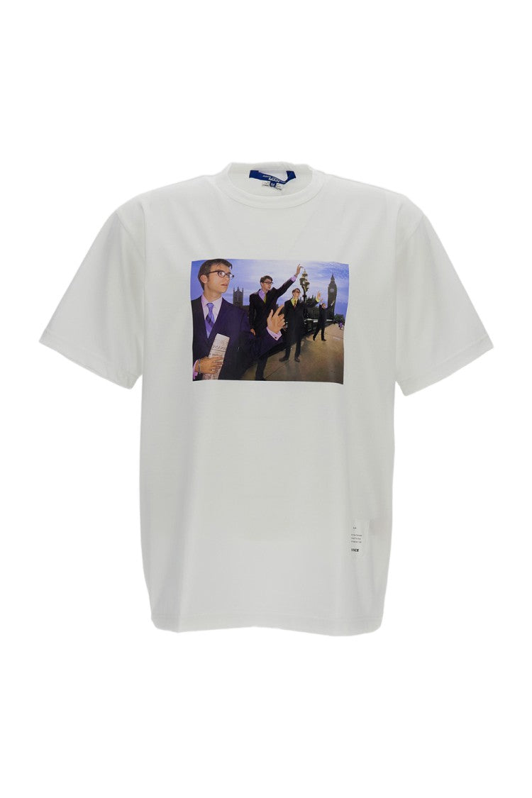 Junya Watanabe White Printed Crew-Neck Cotton T-Shirt