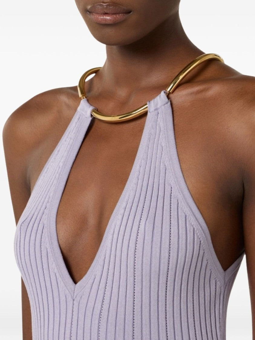 Elisabetta Franchi Fitted Midi Dress With Halter Neckline