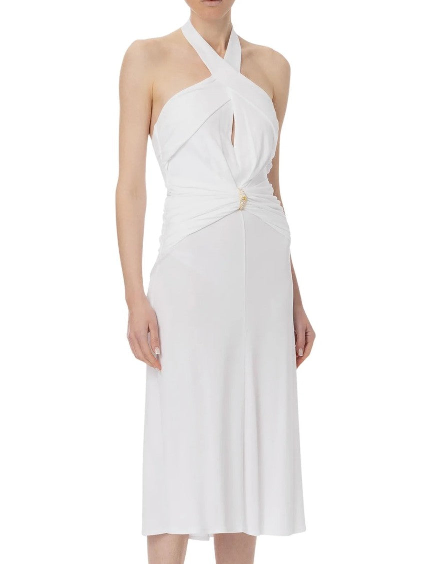 Elisabetta Franchi White Viscose Midi Dress