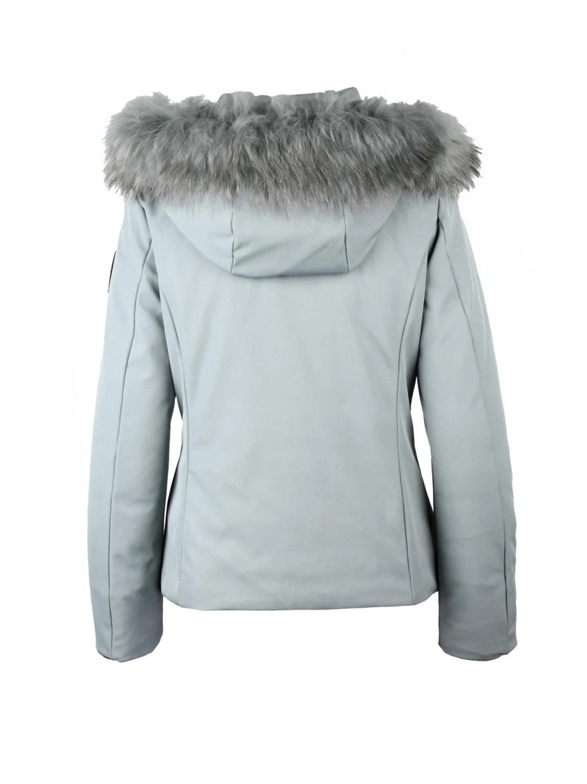 Bomboogie Fitted Sage Green Jacket With Removable Fur Trim