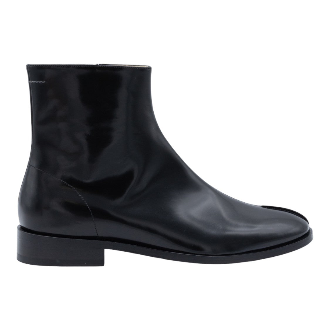 Mm6 By Maison Margiela Polished Black Leather Boots With Minimalist Design