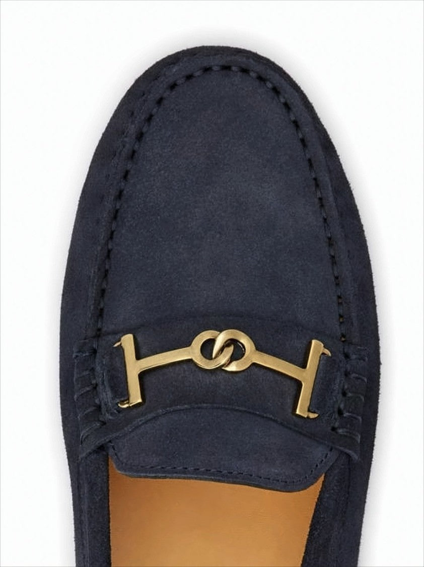 Tod's Blue Suede Loafers With Signature Bit Detail