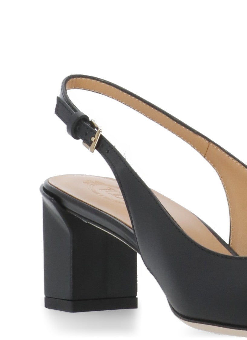 Tod's Black Leather Slingback