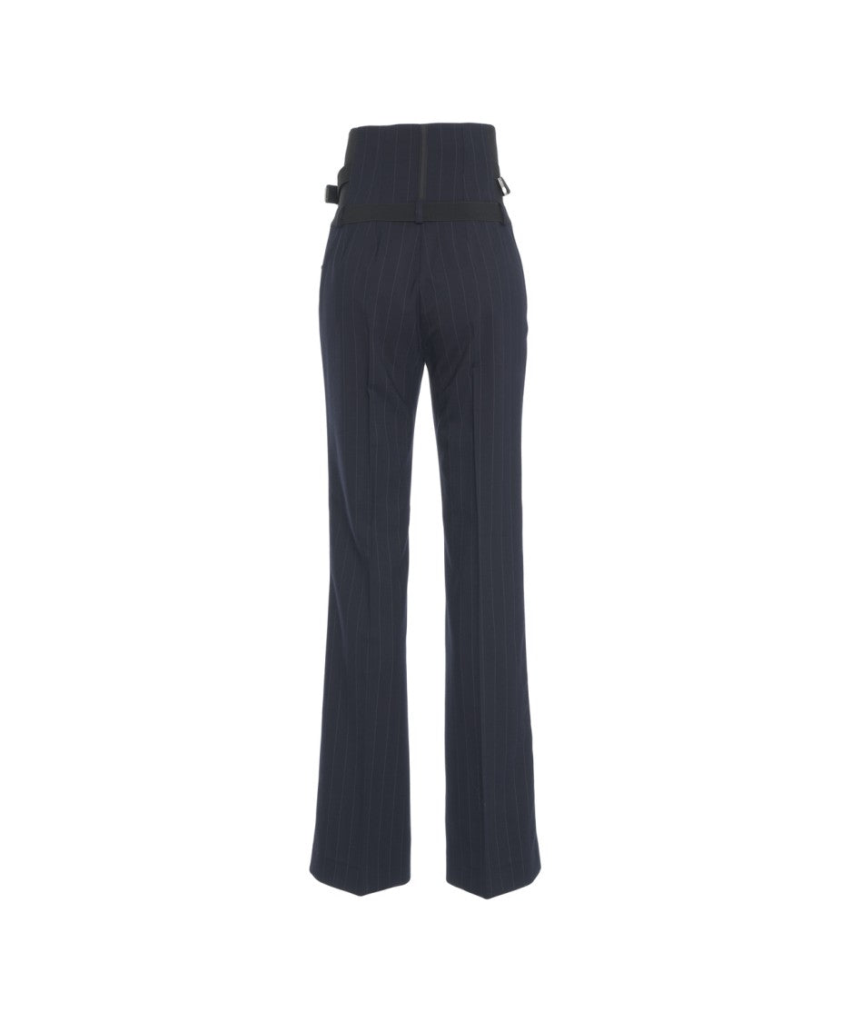 Pinko High-Waisted Trousers With Tailored Fit And Pinstripe Pattern