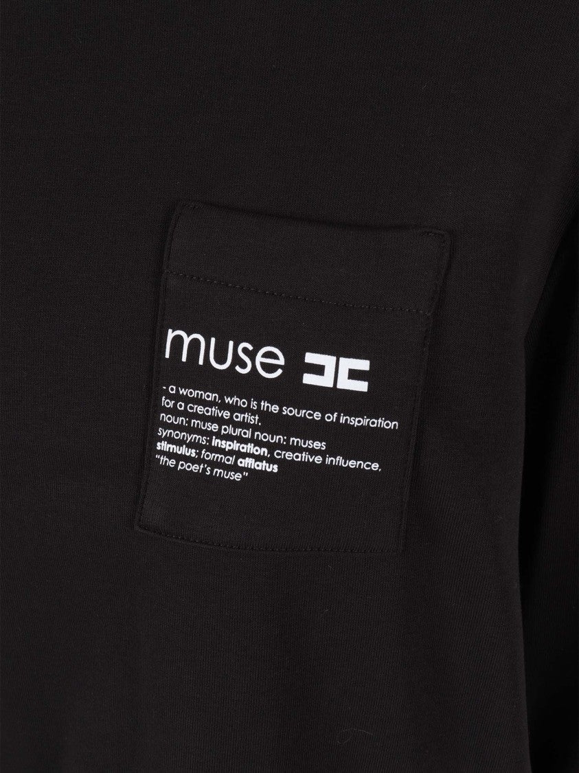 Elisabetta Franchi Layered Cotton Blend Top With Gold Accents