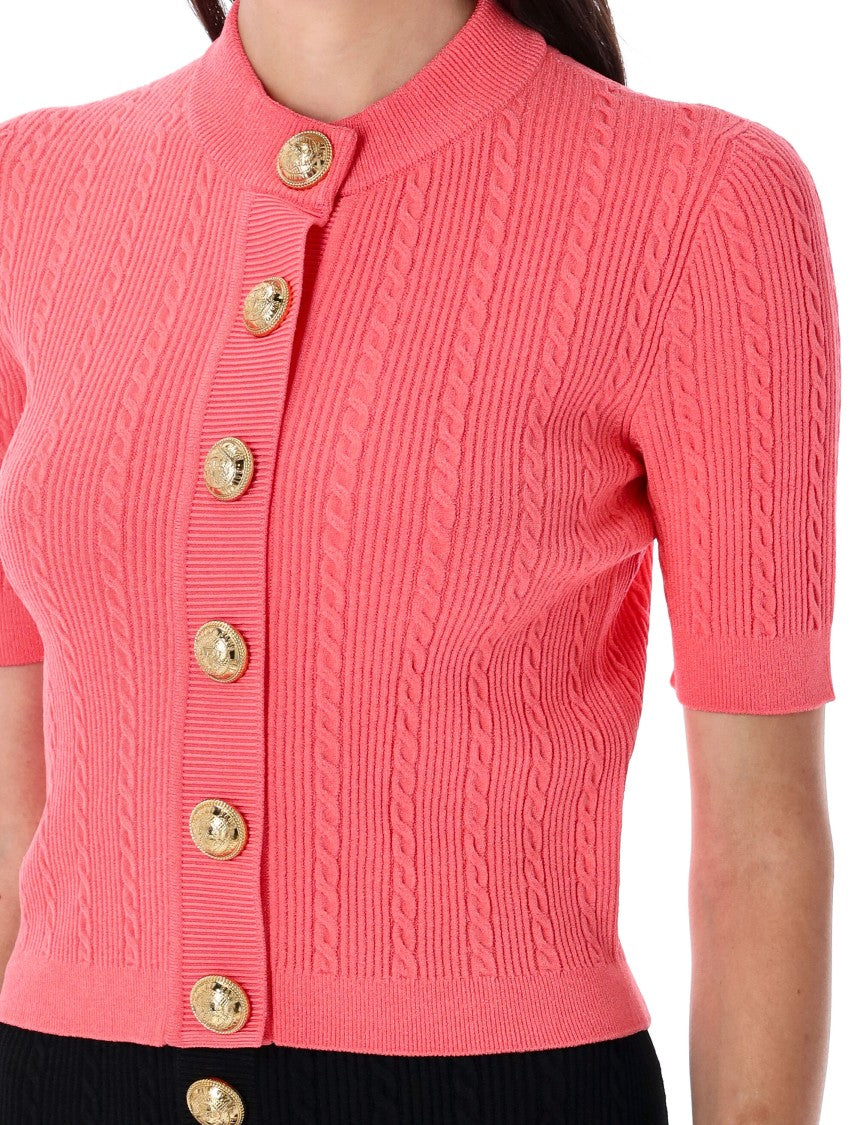 Balmain Ribbed And Cable-Knit Cardigan