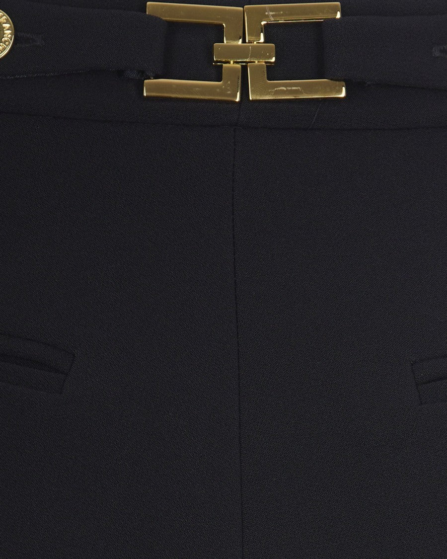 Elisabetta Franchi Crêpe Pants With Jewel Detail – Black