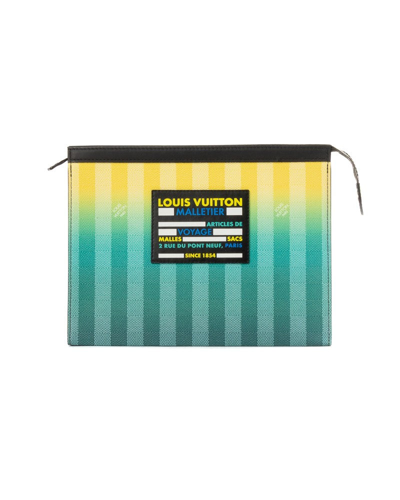 Louis Vuitton Voyage Mm Clutch In Green Damier Stripe