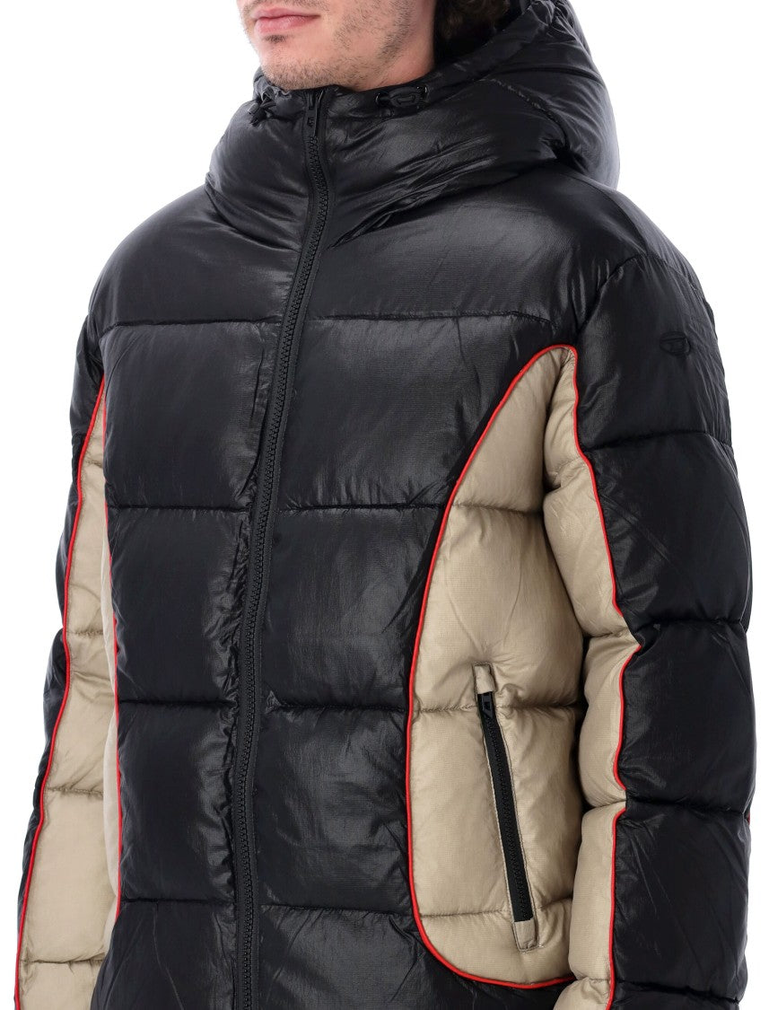 Diesel W-Ostend Impactful Color-Block Puffer Jacket