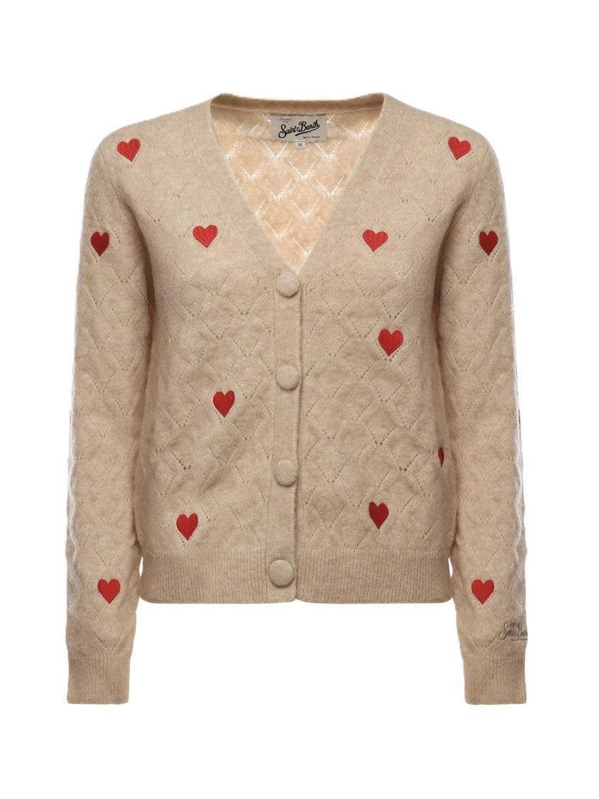 Mc2 Saint Barth Alpaca Knit Cardigan With Diamond Pattern